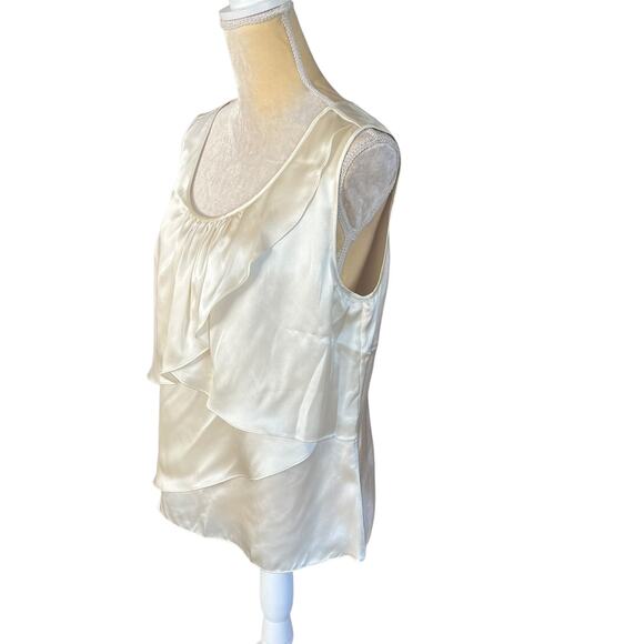 Talbots Cream Silk Sleeveless Ruffle Tank Top Blouse Size 14 NEW - Picture 3 of 8